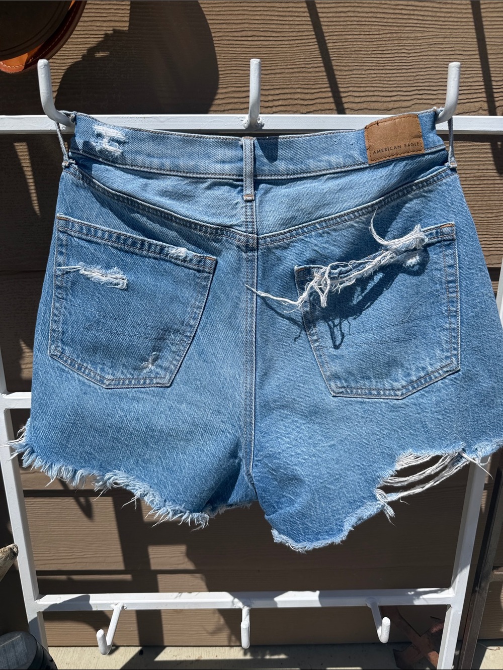 American Eagle Outfitters Light Blue Distressed Denim Shorts
